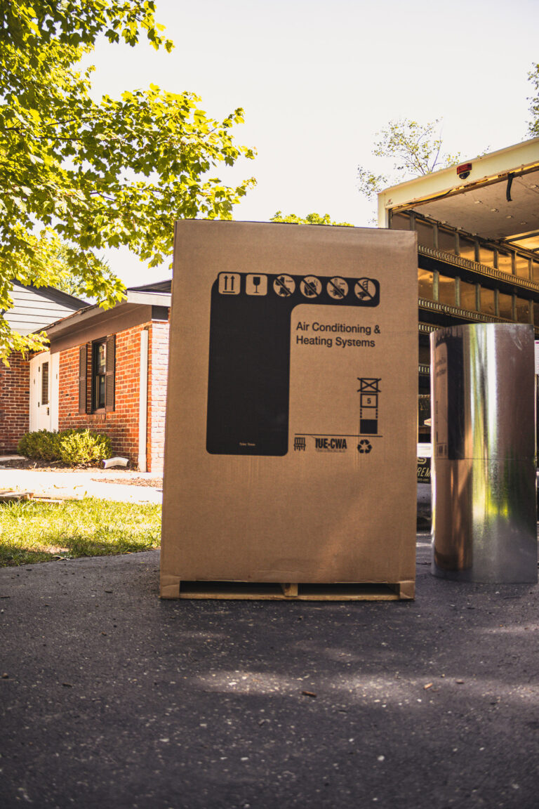 HVAC installation of outdoor air conditioning unit at residential home